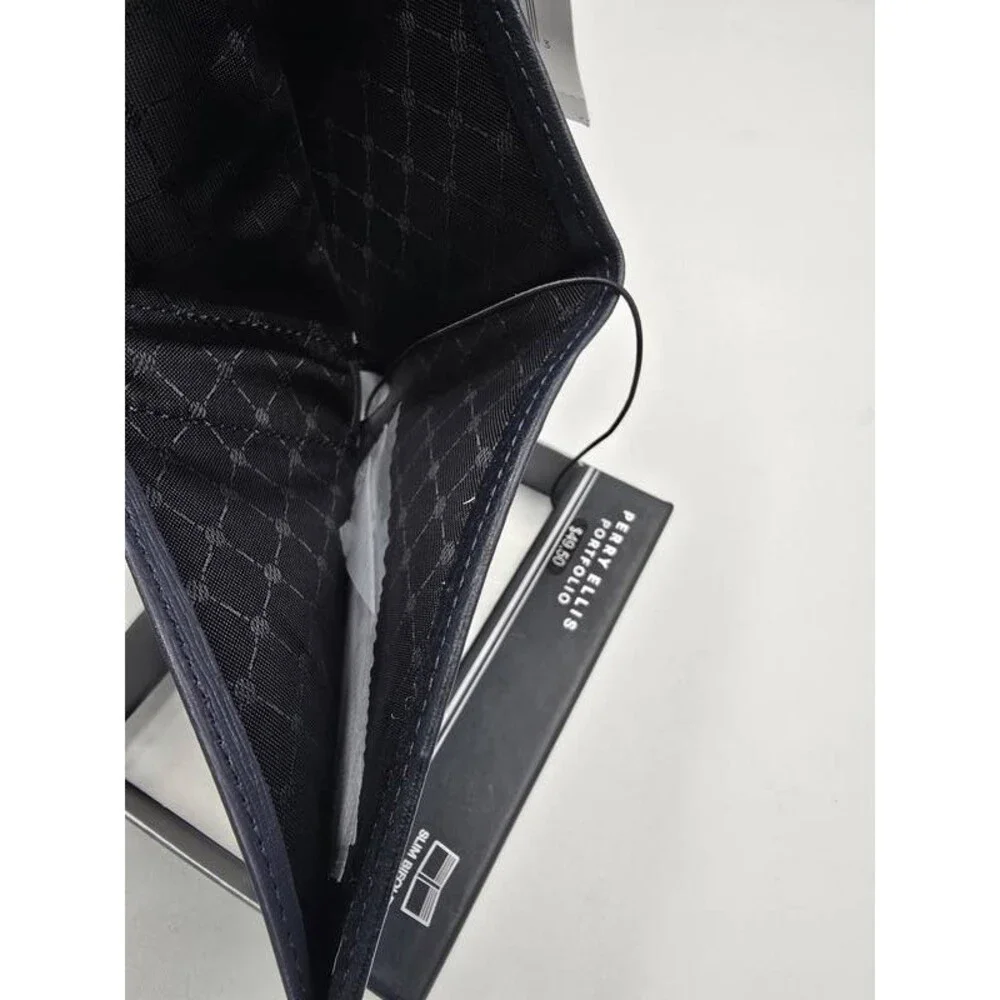 Perry Ellis Portfolio Saffiano Pebble Bifold Wallet Men's One Size - Black